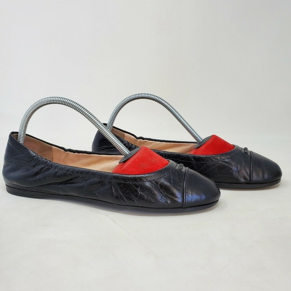 Prada Shoes - Prada Ballet Flats Black Leather Shoes Womens Sz 5